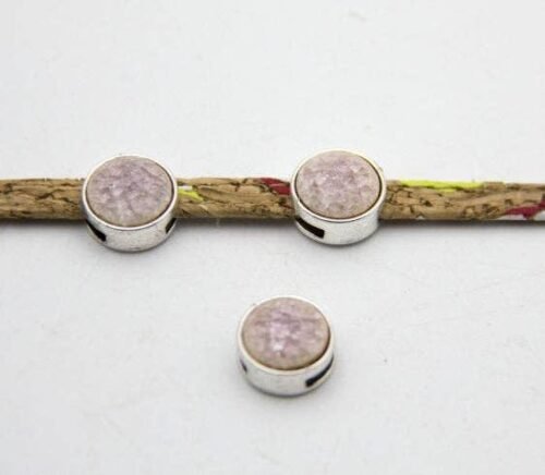 10units For 8mm flat leather slider Antique sliver Green ceramic slider jewelry finding supplies D-1-5-36
