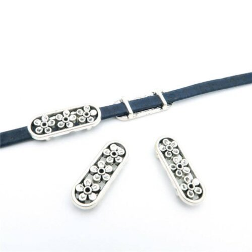 10 Pcs For 5mm flat leather,Antique silver Flowers square jewelry supplies jewelry finding D-1-5-5