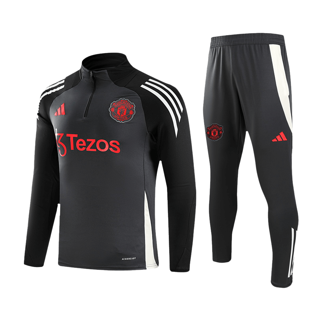 Manchester United 1/4 Zip Tracksuit 2024/25 Kids Gray