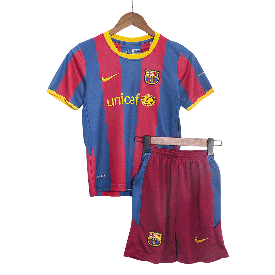 Vintage Barcelona Home Kids Soccer Jerseys Kit 2010/11