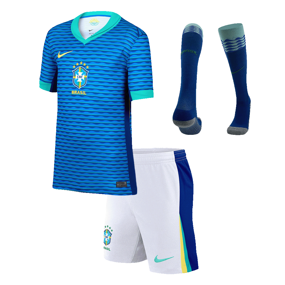 Brazil Away Kids Soccer Jerseys Full Kit Copa America 2024