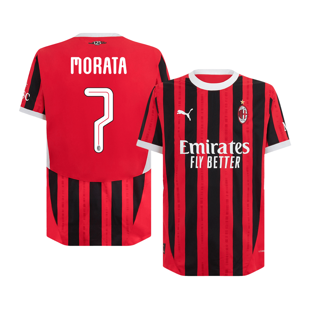 MORATA #7 AC Milan Home Authentic Soccer Jersey 2024/25 - UCL