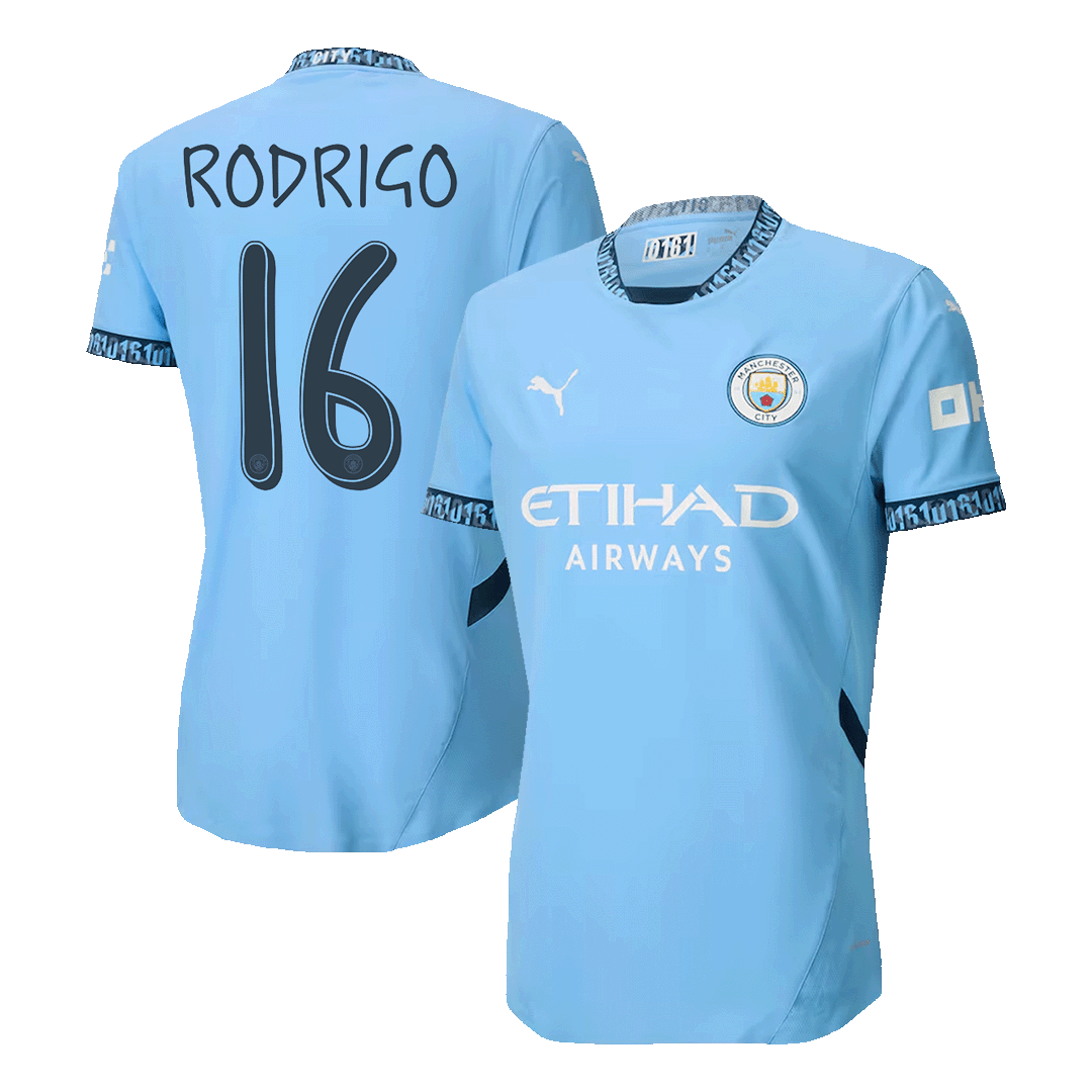 RODRIGO #16 Manchester City Home Authentic Soccer Jersey 2024/25 - UCL