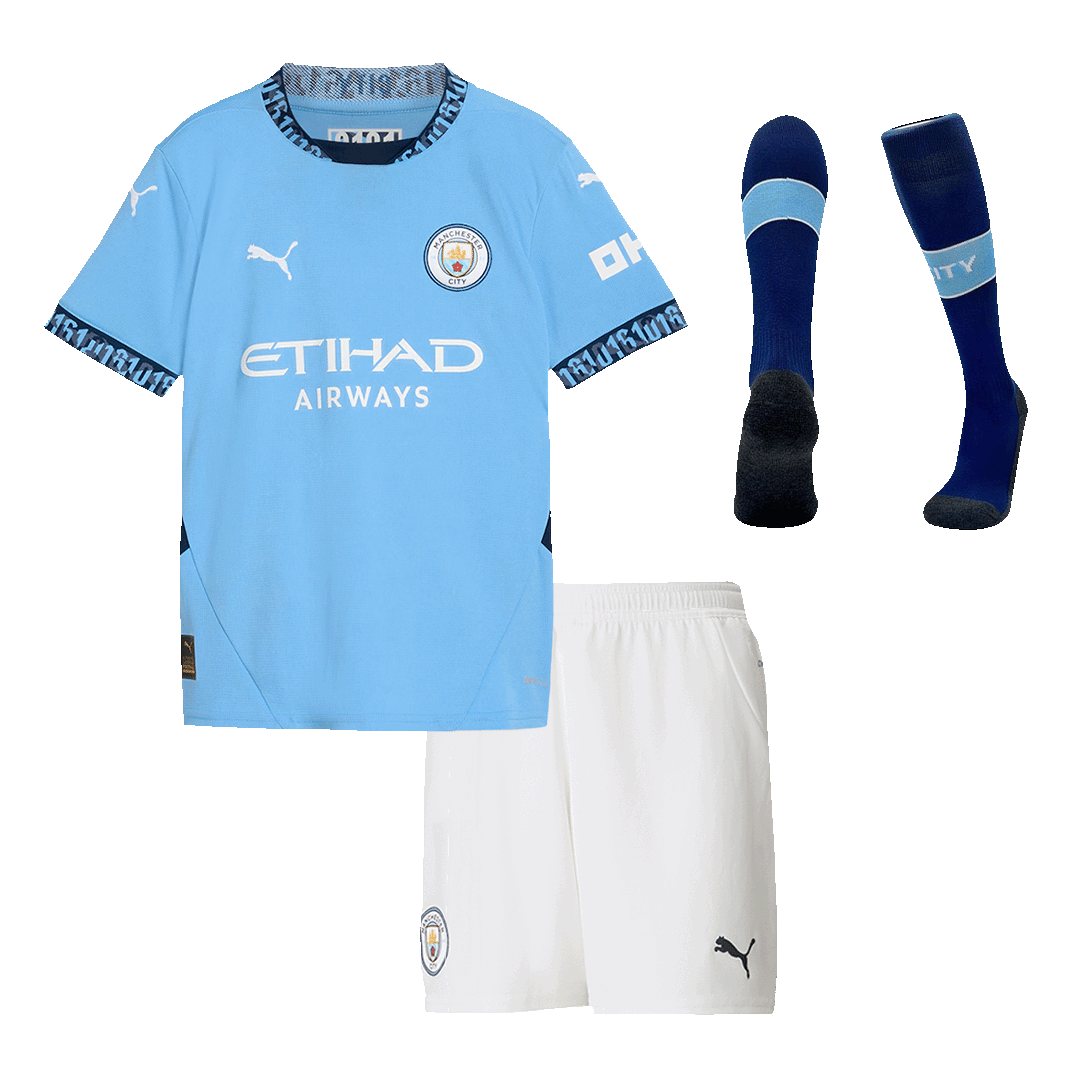 Manchester City Home Kids Soccer Jerseys Full Kit 2024/25