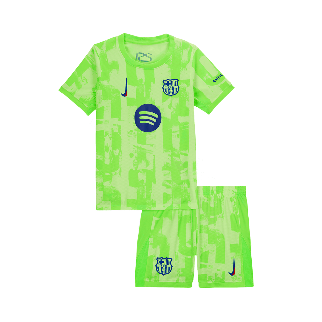 Barcelona Third Away Kids Soccer Jerseys Kit 2024/25 - UCL (Spotify Logo Without Text)