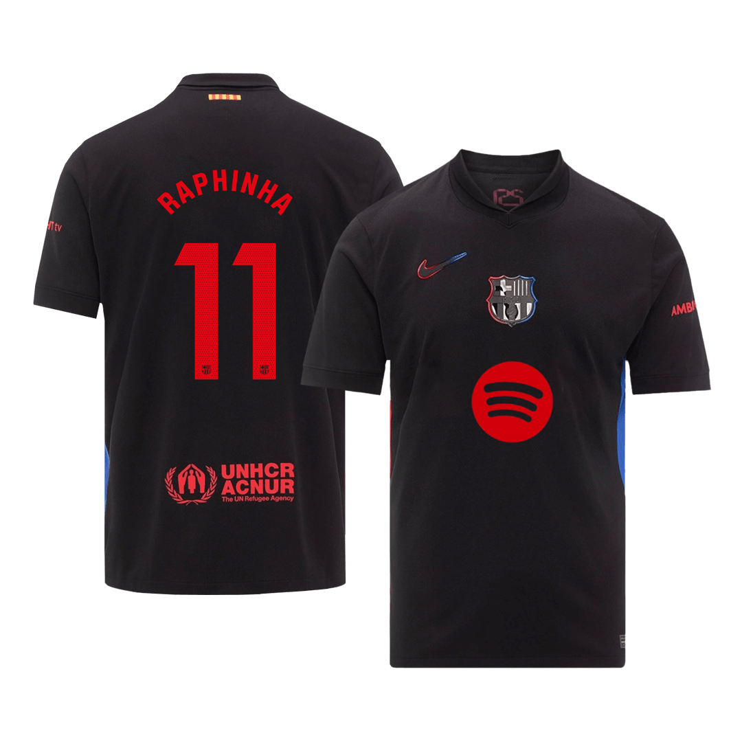 RAPHINHA #11 Barcelona Away Soccer Jersey 2024/25 - Spotify Logo Without Text