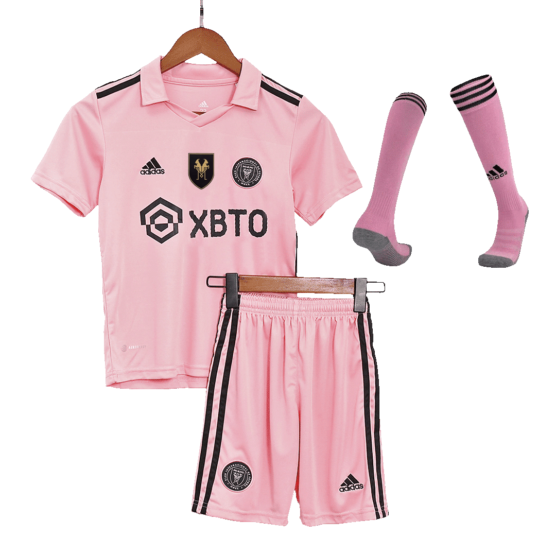 MESSI #10 Inter Miami CF Messi GOAT Home Kids Soccer Jerseys Full Kit 2023