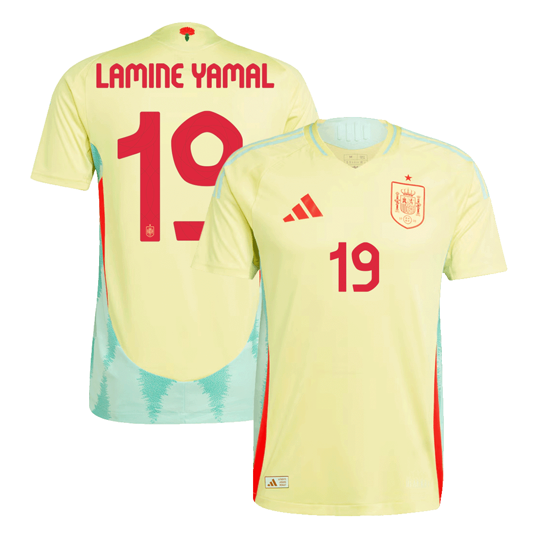 LAMINE YAMAL #19 Spain Away Authentic Soccer Jersey EURO 2024