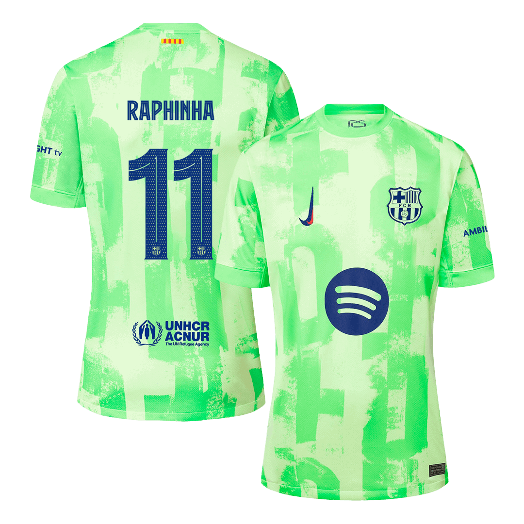RAPHINHA #11 Barcelona Third Away Soccer Jersey 2024/25 - UCL（Spotify Logo Without Text）
