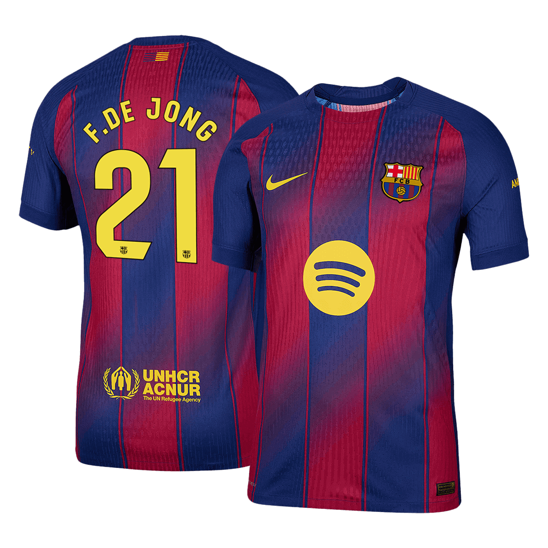 F.DE JONG #21 Barcelona Home Authentic Soccer Jersey 2025/26