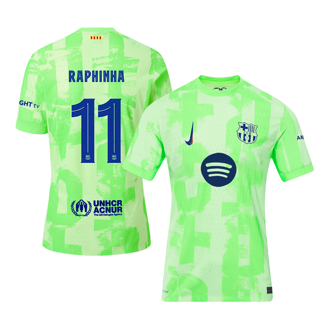 RAPHINHA #11 Barcelona Third Away Authentic Soccer Jersey 2024/25 - UCL（Spotify Logo Without Text）