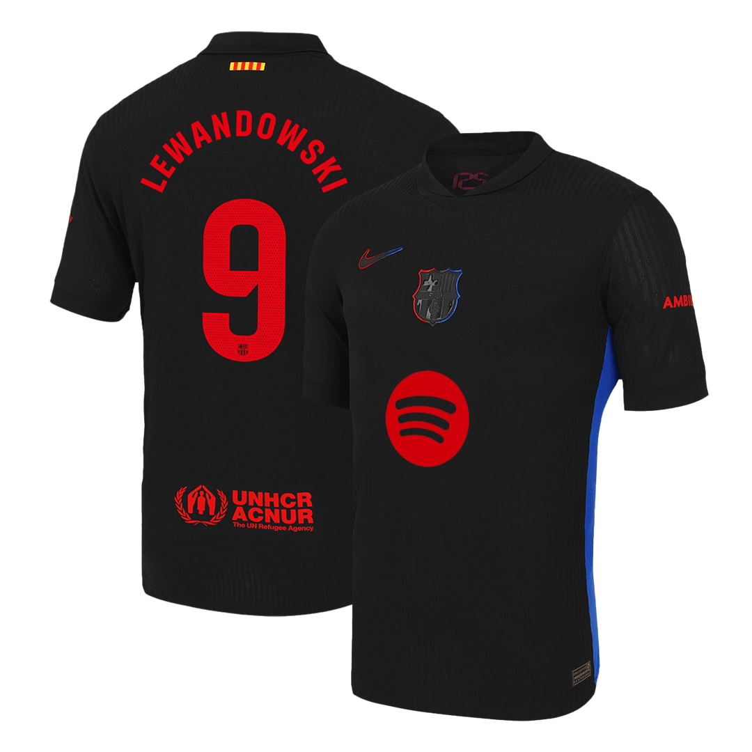LEWANDOWSKI #9 Barcelona Away Authentic Soccer Jersey 2024/25 - Spotify Logo Without Text