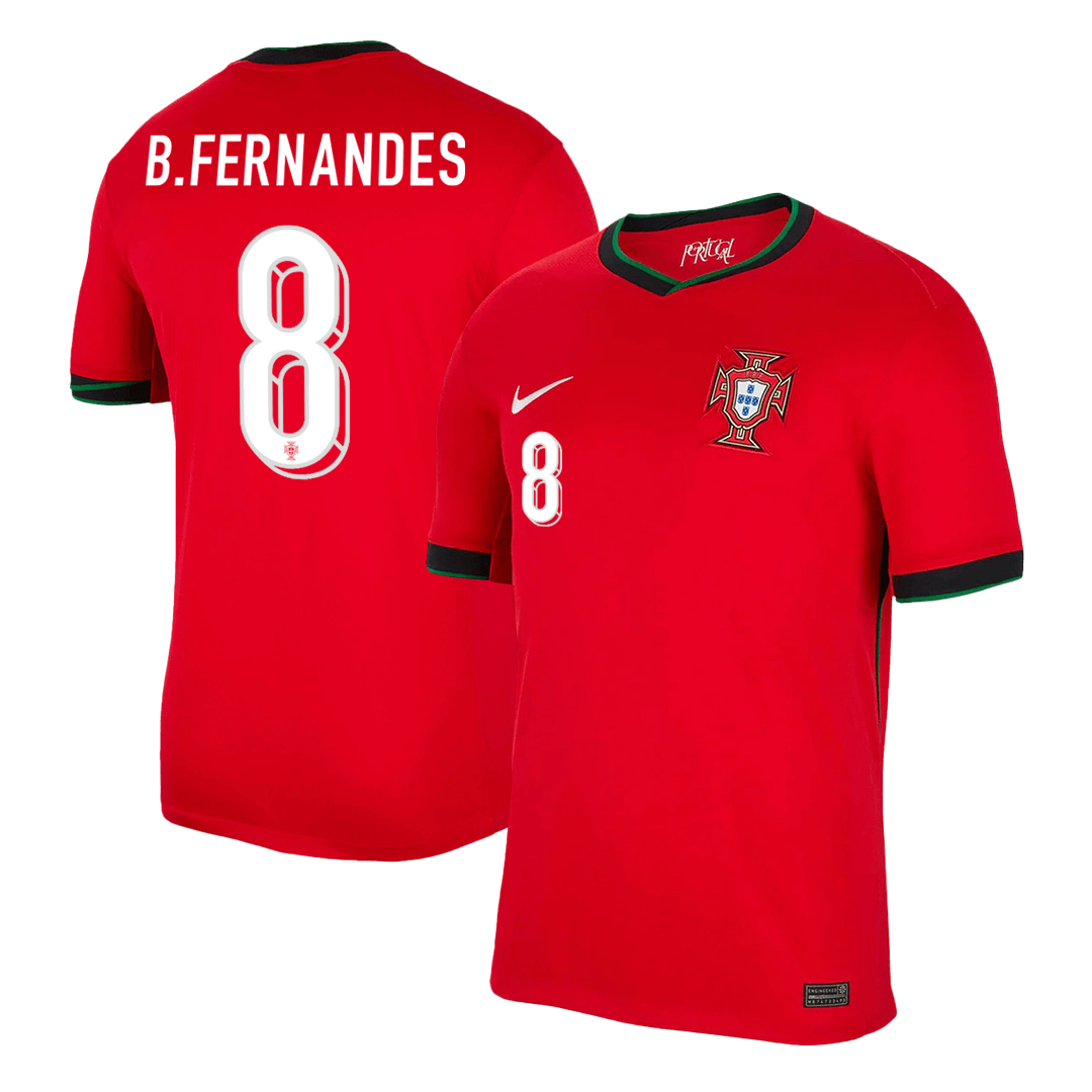 B.FERNANDES #8 Portugal Home Soccer Jersey EURO 2024