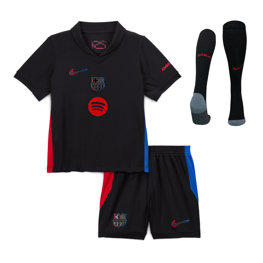 Barcelona Away Kids Soccer Jerseys Full Kit 2024/25 - Spotify Logo Without Text